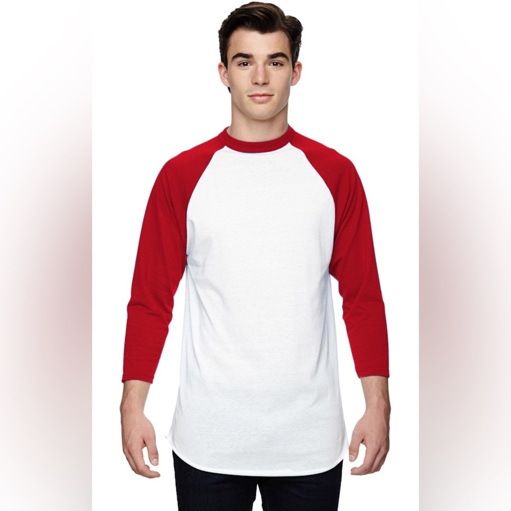Unisex 3/4-Sleeve Baseball Jersey - White/Red